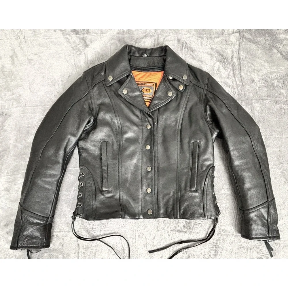 First Classics Women's Leather Motorcycle Jacket Thinsulate Liner M - Picture 2 of 16